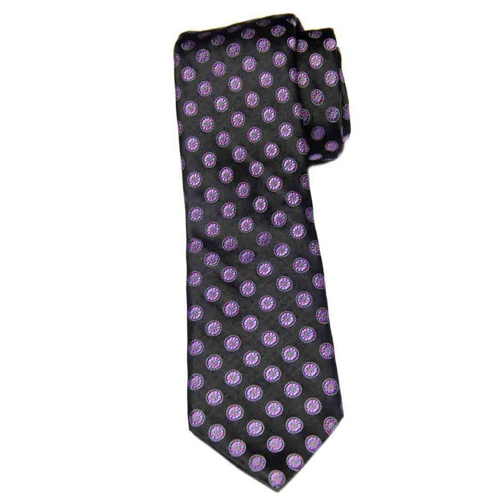 Ted Baker London Tie Black Purple Blue White Italian Silk Men's Narrow